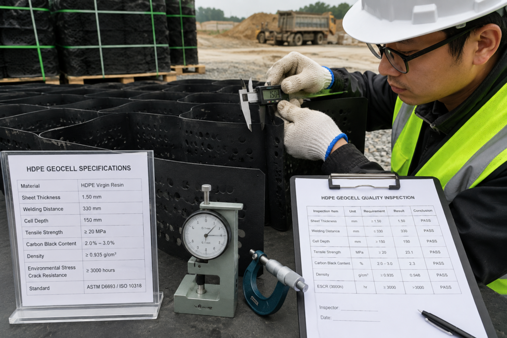 Check Material Quality Geocell Specifications and Material Quality
