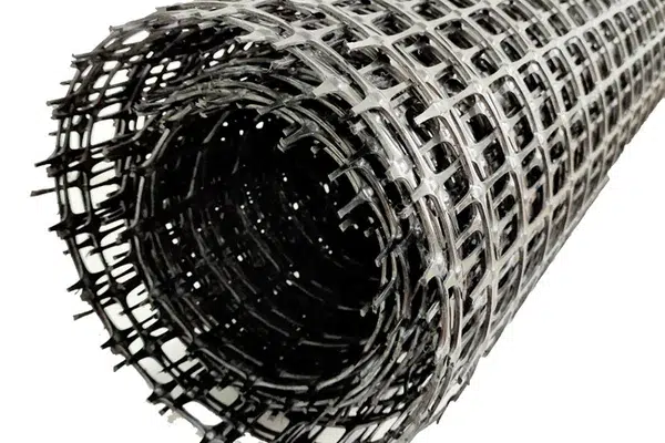 Biaxial plastic geogrid material used for road base aggregate interlock and foundation stabilization