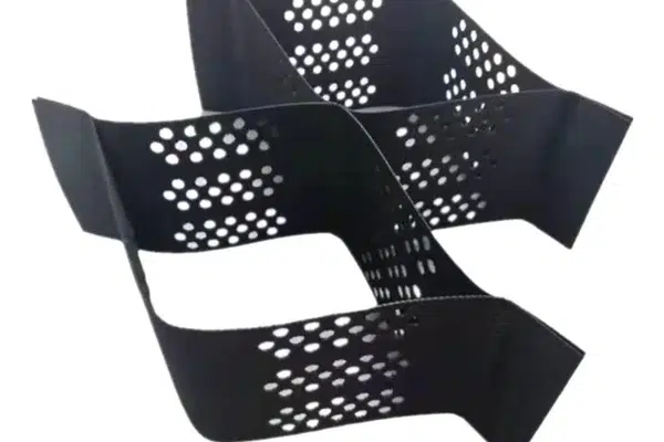 HDPE geocell welded strip detail for checking panel strength and cell spacing
