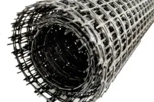 Biaxial geogrid roll used for driveway base stabilization and aggregate interlock