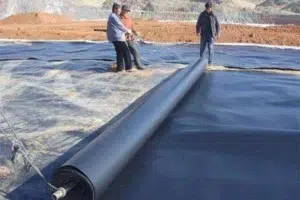 HDPE geomembrane rolls prepared for transport and delivery planning