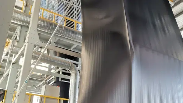 Textured HDPE geomembrane surface for liner installation on a slope