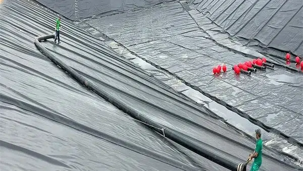 Textured HDPE geomembrane surface for wastewater pond slope interface review