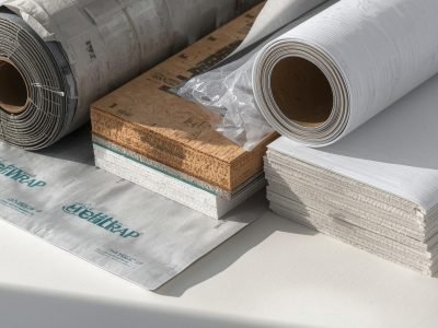 Construction_ roofing underlayment layer, housewrap, duct wrap, HVAC filter media Construction_ roofing underlayment layer, housewrap, duct wrap, HVAC filter media